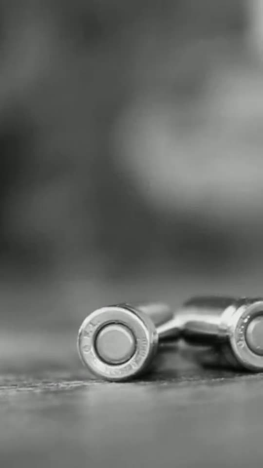 Macro shots of cartridges and a shooter with ear protection at an outdoor range